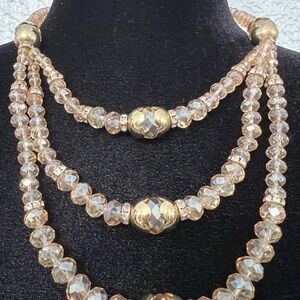 Vintage glass aurora Crystal Beaded Necklace